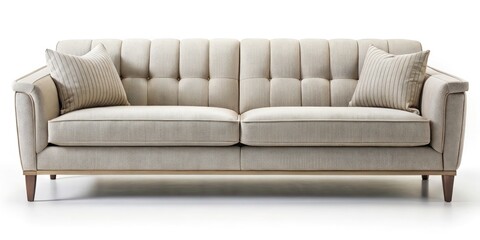 Fototapeta premium Modern Sofa Isolated on White Background, Perfect for Interior Design Projects, Clipping Path Included, Ideal for Furniture Catalogs and Online Retail Platforms