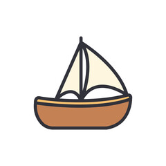 Sailboat colored icons, minimalist vector illustration ,simple transparent graphic element .Isolated on white background