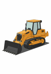 Fototapeta premium Yellow Construction Vehicle with Bucket Front Illustration