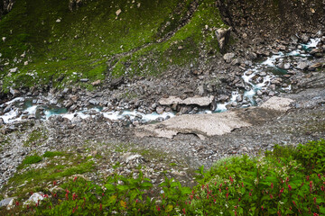 Beautiful landscape shot of a gorgeous barot mountain valley with dense forests during monsoon...