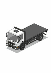 Flatbed Truck Isometric View Delivery Transport Vehicle