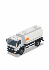Isometric View of Tanker Truck on White Background