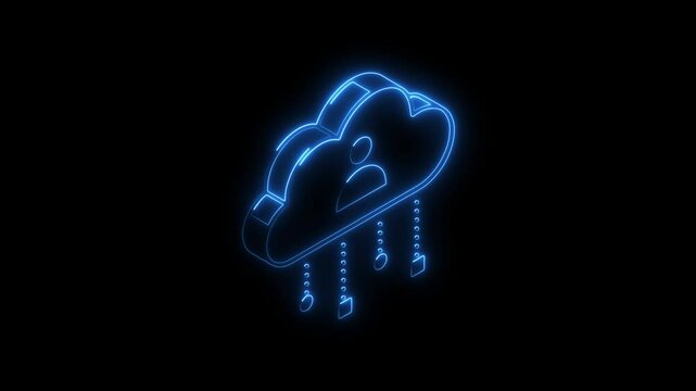 Glowing neon personal data icon 4k isolated on black background. HD Video motion graphic animation