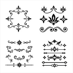 Vintage Silhouette Decorative Border Ornaments Collection.