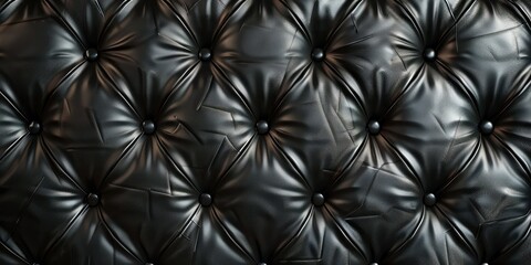 Black Leather Upholstery with Button Tufting