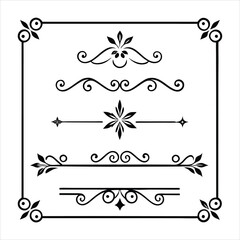 Vintage Silhouette Decorative Border Ornaments Collection.