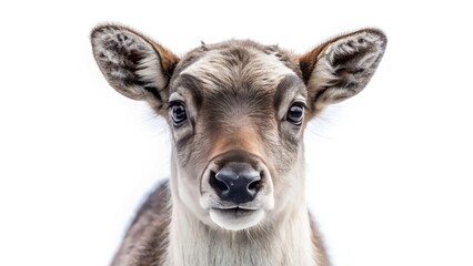 Fototapeta premium Reindeer Calf Portrait Double Exposure, Nature Photography, Wildlife Close Up, Animal Image, Magical Forest Scene