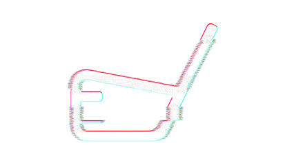 Icon golf club is distorted. Glitch. Noise, chromatic aberration, geometric distortion
