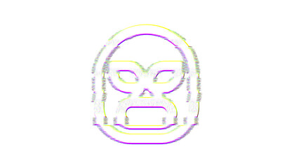 Icon luchador is distorted. Glitch. Noise, chromatic aberration, geometric distortion