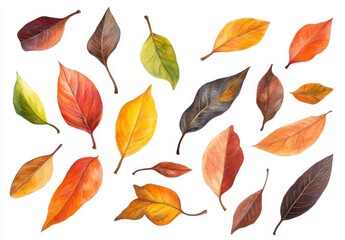 Obraz premium Colorful Autumn Leaves Collection for Seasonal Decor and Design