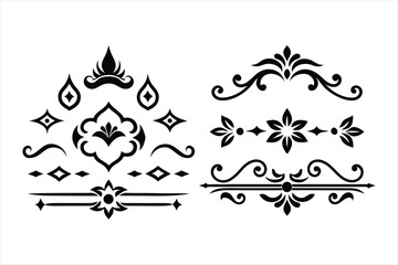 Vintage Silhouette Decorative Border Ornaments Collection.