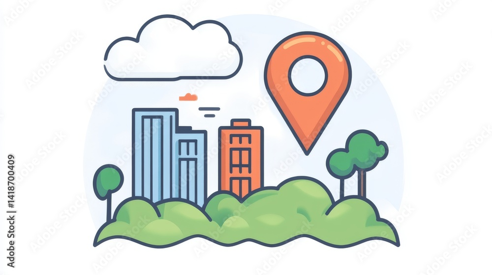Poster interactive map with pointer, pinpointing a building location for seamless navigation and discovery