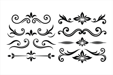 Fototapeta premium Vintage Silhouette Decorative Border Ornaments Collection.