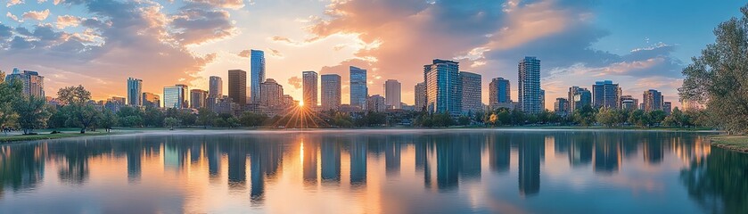 Fototapeta premium A hazy image of a city skyline, shrouded in air pollution, highlighting environmental concerns in urban areas.