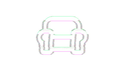 Icon loveseat is distorted. Glitch. Noise, chromatic aberration, geometric distortion