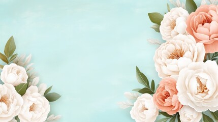 Elegant white and peach floral background design for spring celebrations romantic events