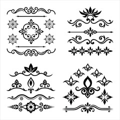Vintage Silhouette Decorative Border Ornaments Collection.
