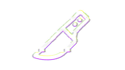 Icon knife kitchen is distorted. Glitch. Noise, chromatic aberration, geometric distortion