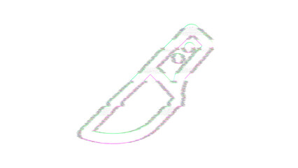 Icon knife kitchen is distorted. Glitch. Noise, chromatic aberration, geometric distortion