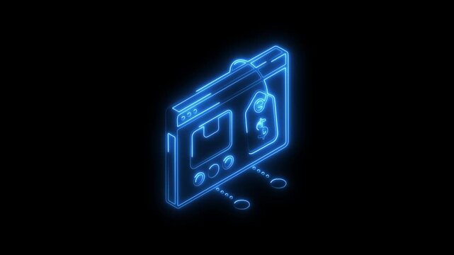 Glowing neon price icon 4k isolated on black background. HD Video motion graphic animation