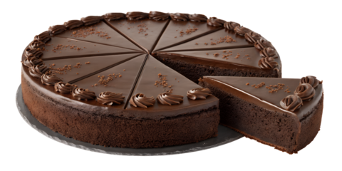 Delectable Chocolate Cake: A slice of rich chocolate cake, a dessert sensation with intricate detail, ready to delight with every bite.