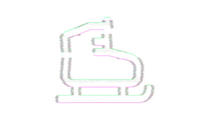 Fototapeta premium Icon ice skate is distorted. Glitch. Noise, chromatic aberration, geometric distortion
