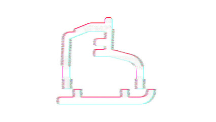 Icon ice skate is distorted. Glitch. Noise, chromatic aberration, geometric distortion