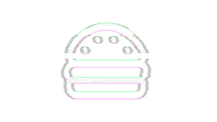 Icon hamburger is distorted. Glitch. Noise, chromatic aberration, geometric distortion