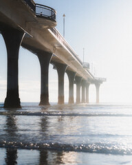 A pier on New Brighton beach in Christchurch New Zealand.