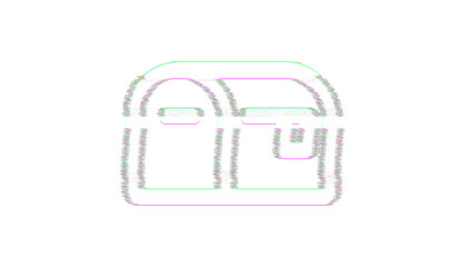 Icon mailbox is distorted. Glitch. Noise, chromatic aberration, geometric distortion
