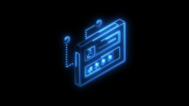 Glowing neon private network icon 4k isolated on black background. HD Video motion graphic animation