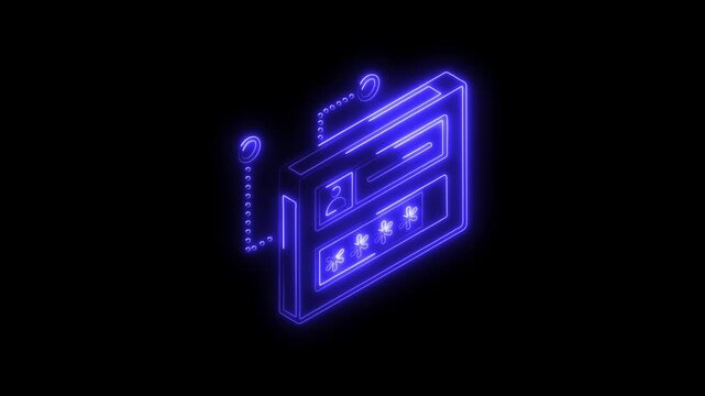 Glowing neon private network icon 4k  isolated on black background. HD Video motion graphic animation