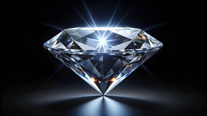 Stunning Minimalist Photography of a Sharp White Diamond Crystal Illuminated from Below on a Black Background - Elegant, Isolated Gemstone Showcase for Luxury and Design Themes