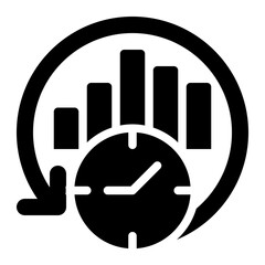 Real Time, Data, Data History Glyph Solid Icon