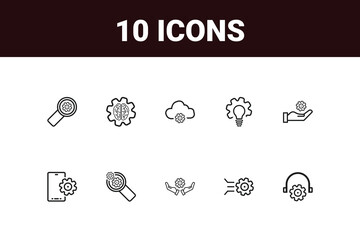 Setting and Setup line icon set. Set of outline icons related to setting, setup, option, installation, control and others vactor design.