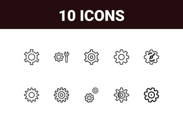 Setting and Setup line icon set. Set of outline icons related to setting, setup, option, installation, control and others vactor design.
