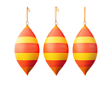 Three striped floating objects