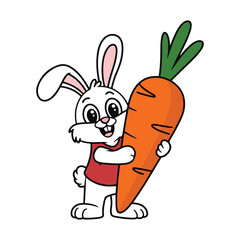 rabbit with carrot vector illustration