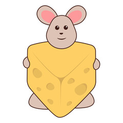 Cute Mouse Illustration in Cartoon Design. Vector Character