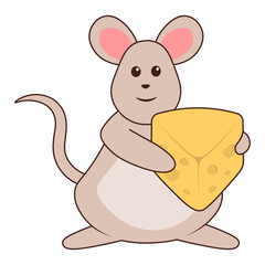Cute Mouse Illustration in Cartoon Design. Vector Character