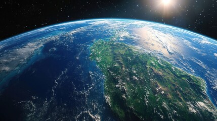 Obraz premium A stunning view of Earth from space, showcasing the continents and oceans.