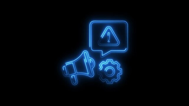 Glowing neon response icon 4k isolated on black background. HD Video motion graphic animation