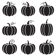 pumpkin, halloween pumpkin vector silhouettes