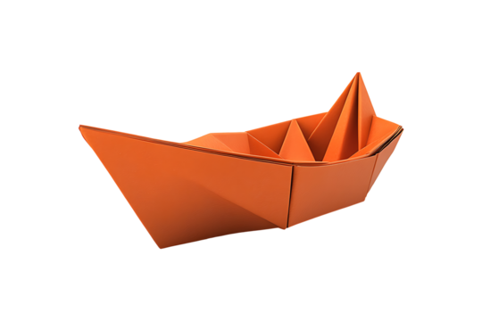 A origami paper boat isolated on transparent background
