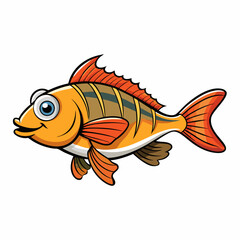 cartoon goldfish isolated on white