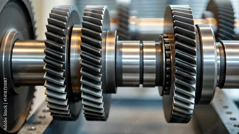 Poster high quality gears in mechanical assembly showcasing precision and control in industrial engineering
