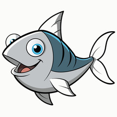 vector illustration of cartoon shark