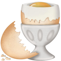 Boiled Chicken eggs natural for eat hand drawn cartoon illustration.