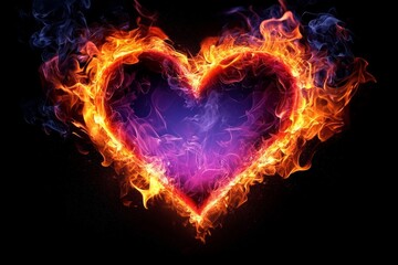 Fototapeta premium Isolated on black, the heart's glow emphasizes the intensity of affection.