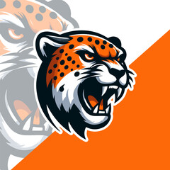 Obraz premium angry cheetah mascot logo vector illustration
